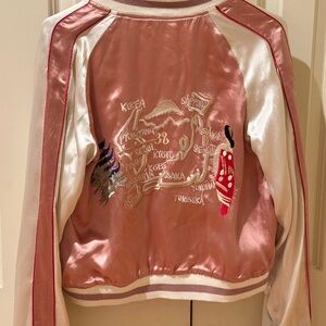 Vintage silk embroidered reversible bomber jacket one of a kind design on back